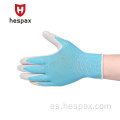 Hespax Breath Anti-Slip poliéster Guante de espuma de látex recubierto